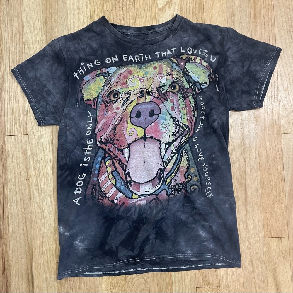 Dean Russo T-Shirt Small Dog Love Tie Dye Gray Tee Graphic Hippie
